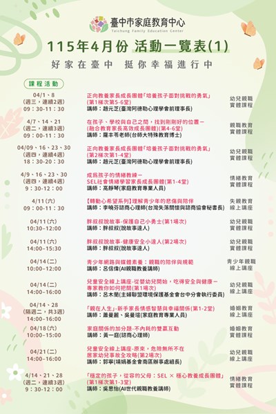 115年4月份活動一覽表1